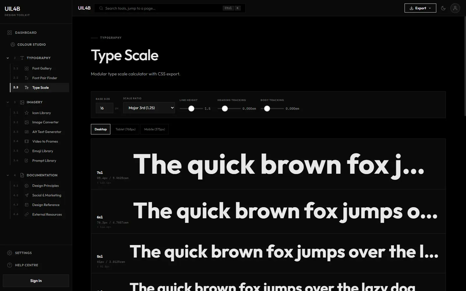 UIL4B — Typography: a modular type scale with live preview